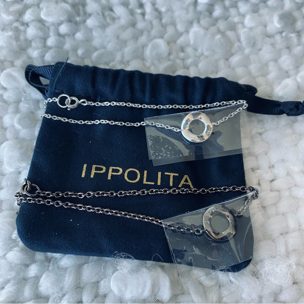 Set of 2 Ippolita bracelets Sterling Silver 925 Open Wavy Disk Circle Friendship